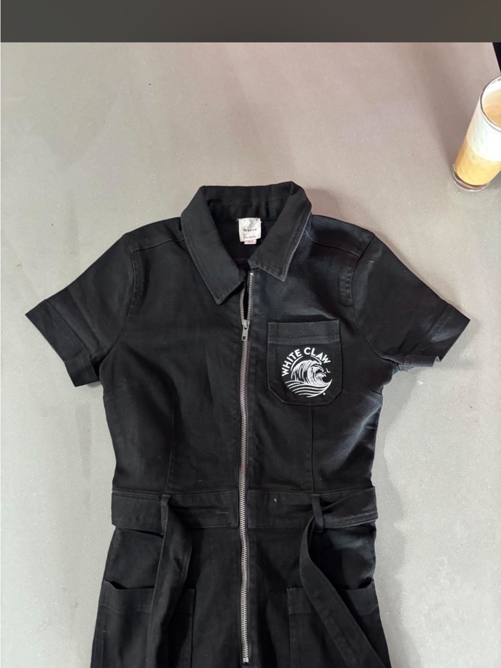 White Claw black denim jumpsuit